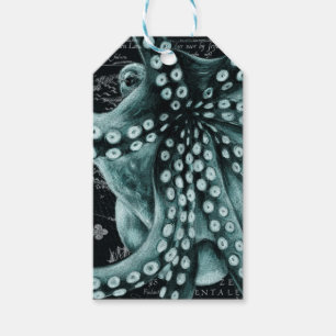 Green Octopus Coloured Pencil Map Gift Tags