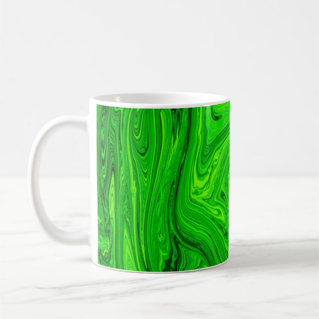 Green oil paint abstract background. Oil paint gre Coffee Mug (Left)