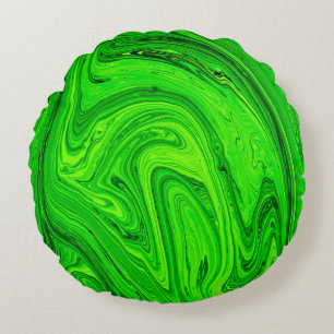 Green oil paint abstract background. Oil paint gre Round Cushion