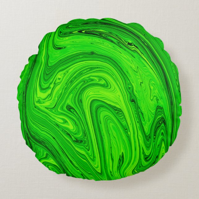 Green oil paint abstract background. Oil paint gre Round Cushion (Front)