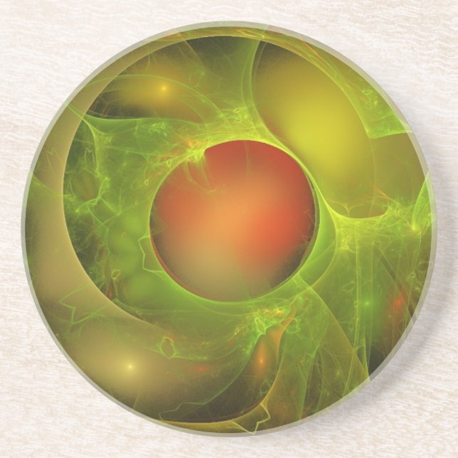 Green Oil Red Water Coaster (Front)