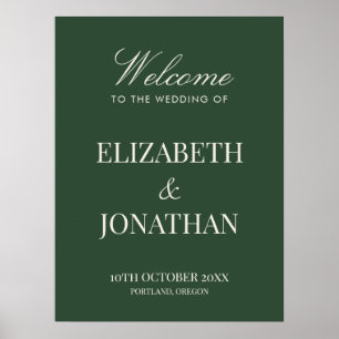Green Old Money Elegant Wedding Welcome Sign