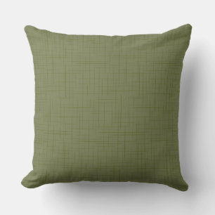 green olive abstract pattern with strokes cushion
