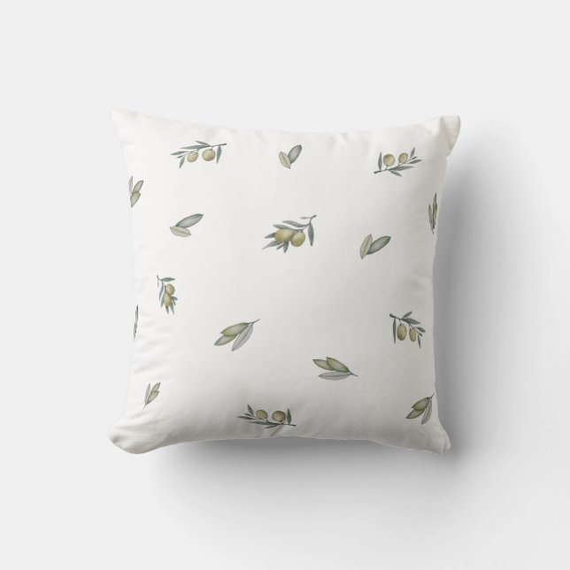 Green Olive and Leaf Cushion (Front)