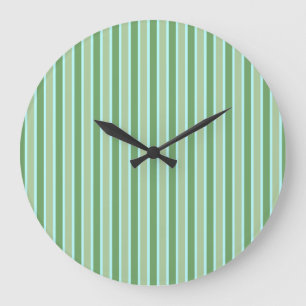 Green Olive Blue Stripe Wall Clock