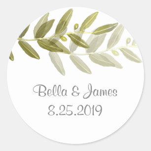 Green Olive Branch Classic Round Stickers
