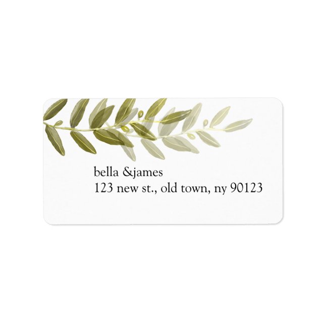 Green Olive Branch Return Address Labels (Front)