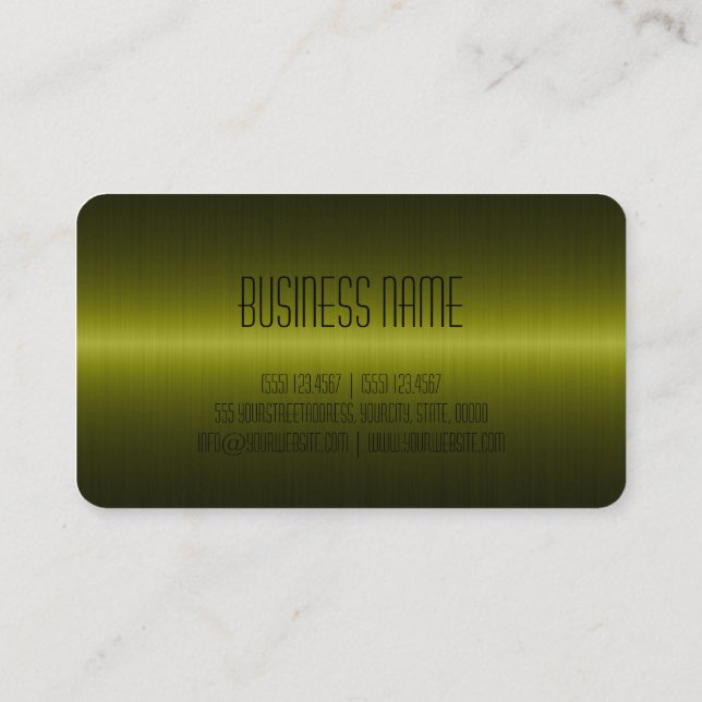 Green Olive Stainless Steel Metal Look Business Card (Back)