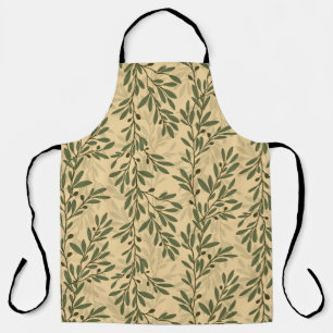 Green Olive Tree Branch Mediterranean Pattern Apron