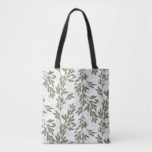 Green Olive Tree Branch Mediterranean Pattern Tote Bag