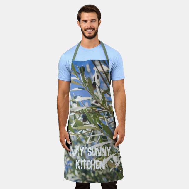 Green Olive Tree with Black Fruits Apron (Worn)