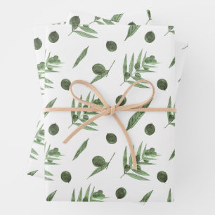 Green Olives and Olive Branches Wrapping Paper Sheet