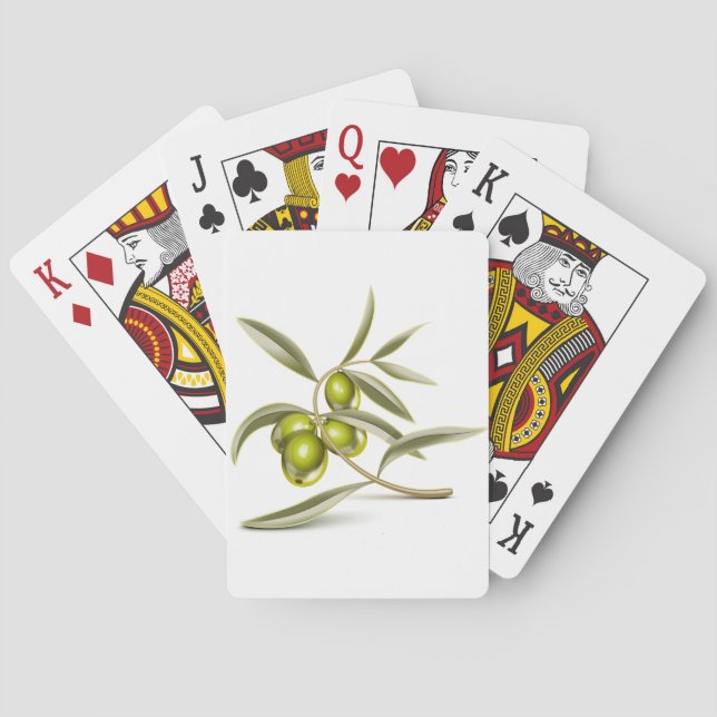 Green olives branch playing cards (Back)