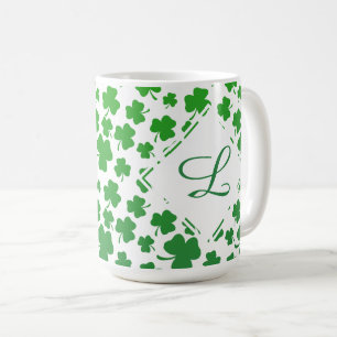 Green Ombre 3-Leaf Clover Shamrock Pattern Coffee Mug