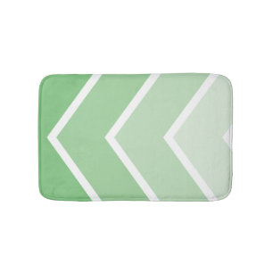 Green Ombré Chevron Stripes Pattern Bath Mat