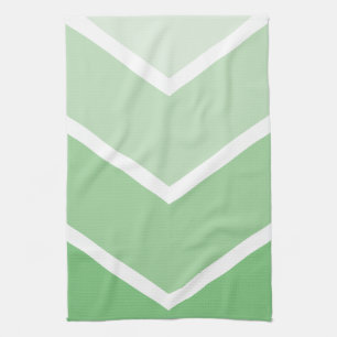 Green Ombré Chevron Stripes Tea Towel