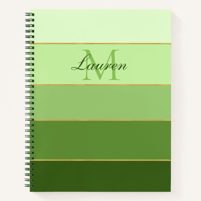 Green Ombre Colour Block Personalised Notebook (Front)