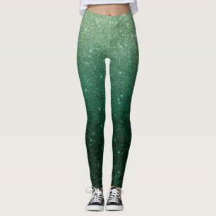 Green Ombre Glitter Sparkle St. Patrick's Day Leggings