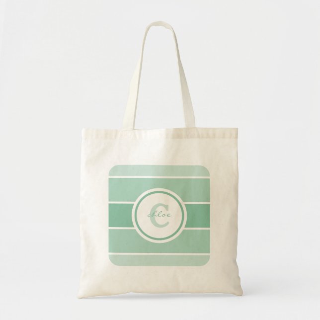 Green Ombre Monogram Tote Bag (Front)
