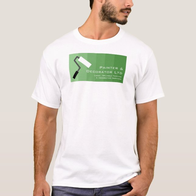Green Ombre & Paint Roller, Painter & Decorator T-Shirt (Front)
