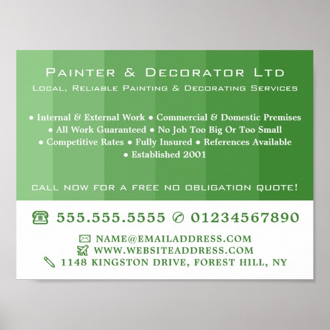 Green Ombre Stripes, Painter & Decorator Poster (Front)