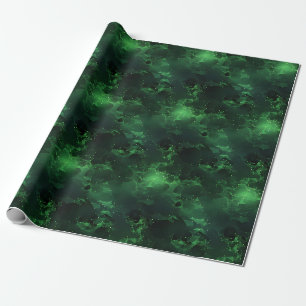 Green on Black Abstract Wrapping Paper