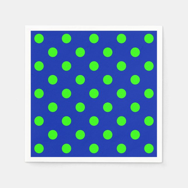 Green On Blue Polka Dots Pattern Design Napkin (Front)