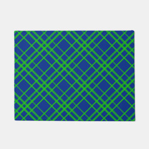 Green On Blue Tartan Plaid Pattern Design Doormat
