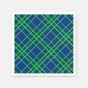 Green On Blue Tartan Plaid Pattern Design Napkin