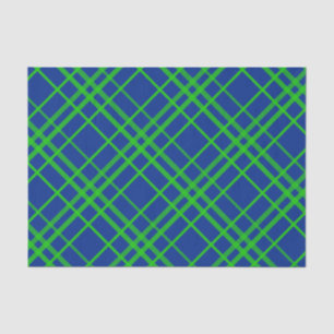 Green On Blue Tartan Plaid Pattern Design Tissue Paper