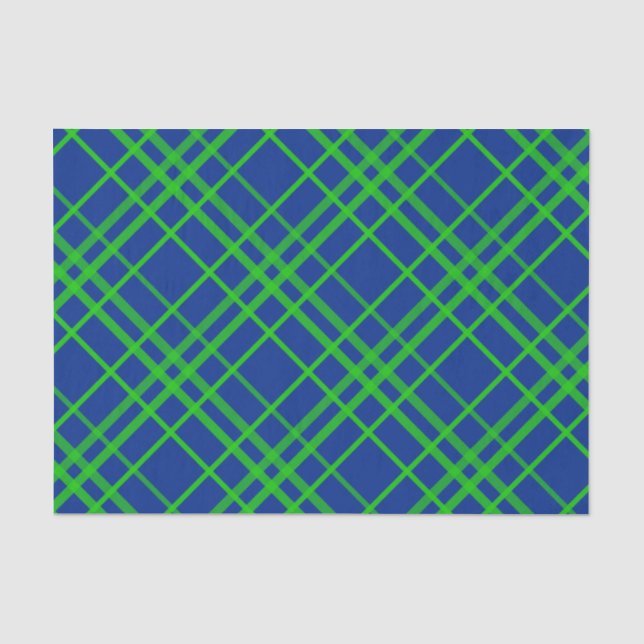 Green On Blue Tartan Plaid Pattern Design  Tissue Paper (Front)