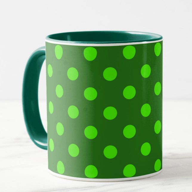 Green On Dark Green Polka Dots Pattern Design  Mug (Creator Uploaded)