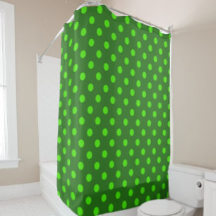 Green On Dark Green Polka Dots Pattern Design Shower Curtain