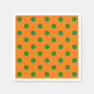 Green On Orange Polka Dots Pattern Design  Napkin