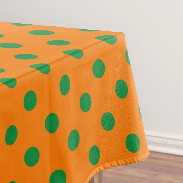 Green On Orange Polka Dots Pattern Design  Tablecloth (Creator Uploaded)