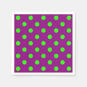 Green On Purple Polka Dots Pattern Design Napkin