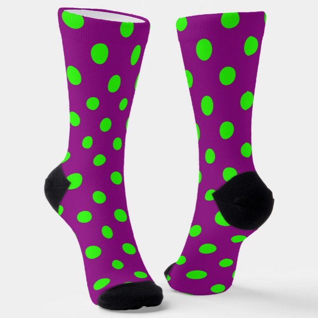 Green On Purple Polka Dots Pattern Design Socks (Creator Uploaded)
