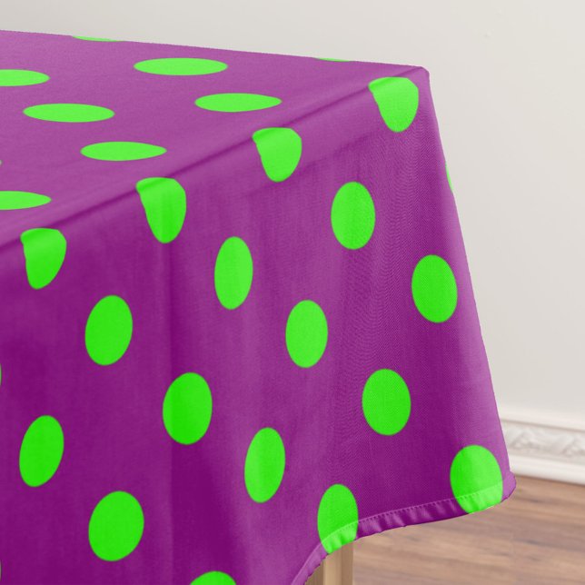 Green On Purple Polka Dots Pattern Design Tablecloth (Creator Uploaded)