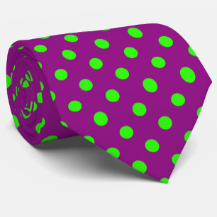 Green On Purple Polka Dots Pattern Design Tie