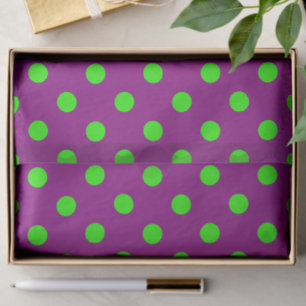 Green On Purple Polka Dots Pattern Design Tissue Paper