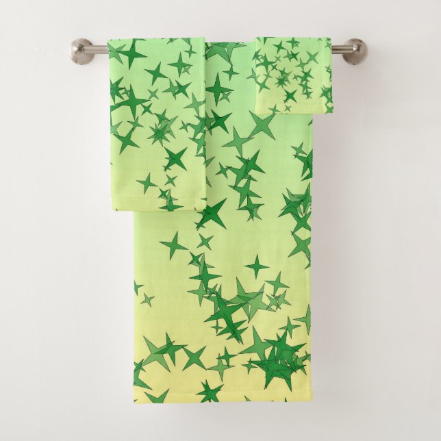 Green on Yellow and Green Bath Towel Set (Insitu)