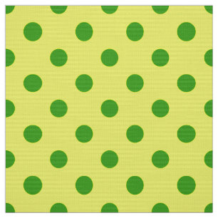Green On Yellow Polka Dots Pattern Design  Fabric