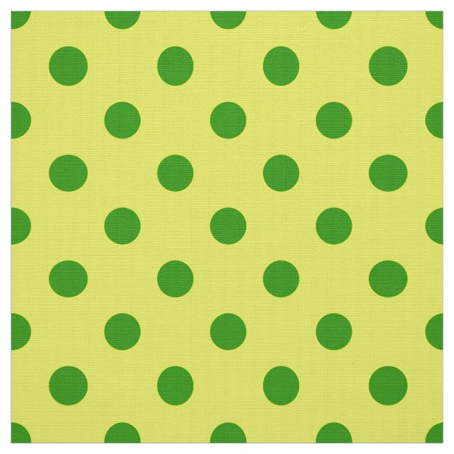 Green On Yellow Polka Dots Pattern Design  Fabric (Swatch)