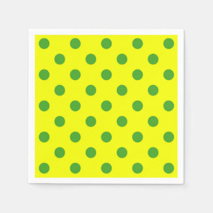Green On Yellow Polka Dots Pattern Design  Napkin