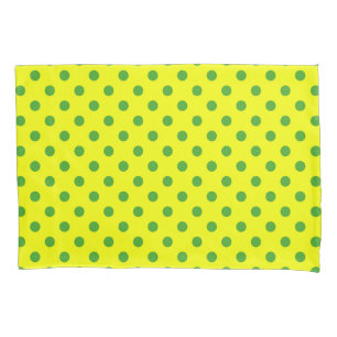 Green On Yellow Polka Dots Pattern Design  Pillowcase