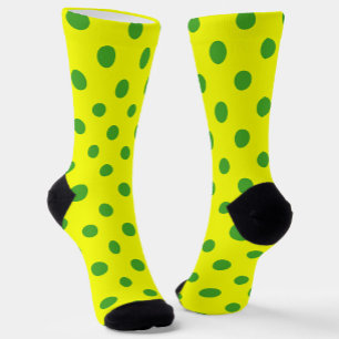 Green On Yellow Polka Dots Pattern Design  Socks