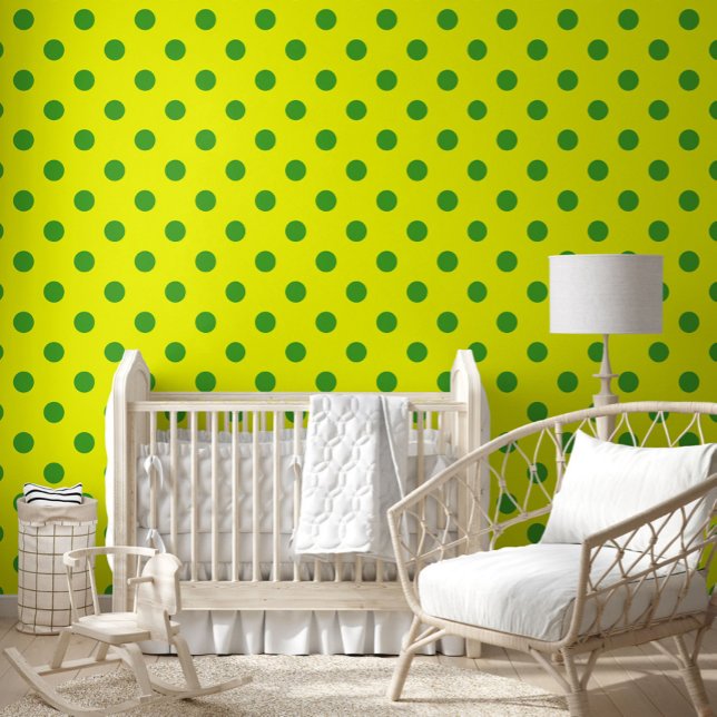 Green On Yellow Polka Dots Pattern Design  Wallpaper (Creator Uploaded)
