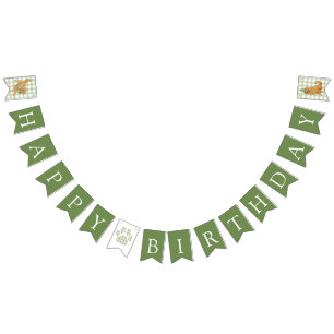 Green One Golden Year Retriever Birthday Bunting