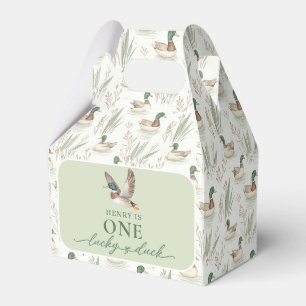 Green One Lucky Duck 1st Birthday Favour Box