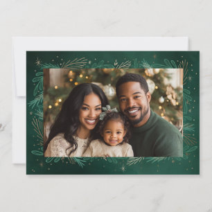 Green One Photo Christmas Holiday Card